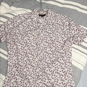 Express Men's Burgundy Floral Button Down Shirt